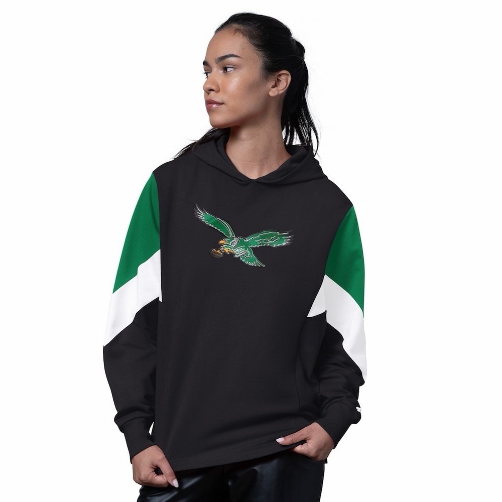 Philadelphia Eagles Women's Large Starter Retro Hoodie Sweatshirt Relaxed NEW
